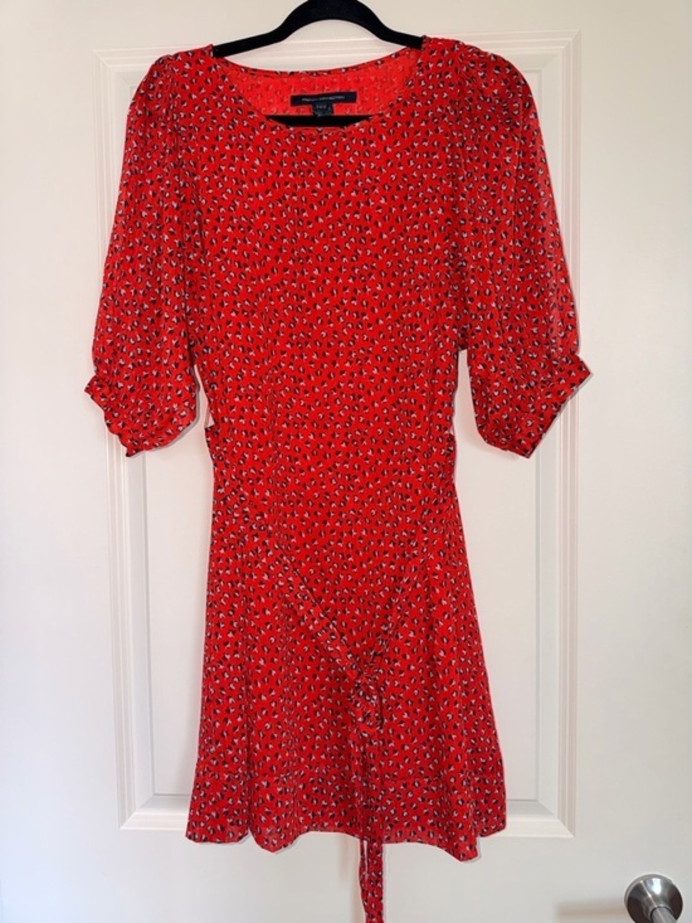French Connection Women’s Red Printed Belted Dress size US 6